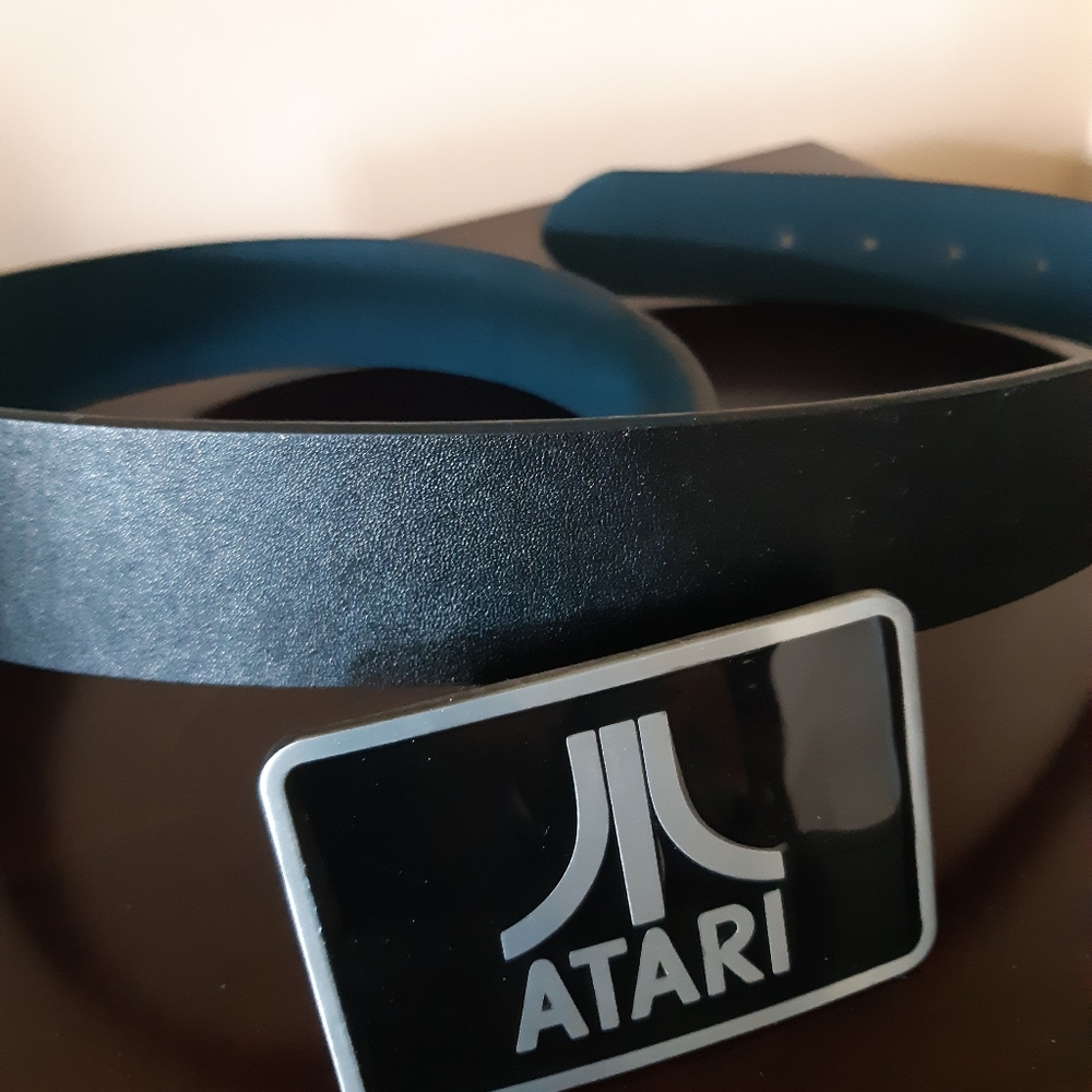 ATARI black Italian leather belt